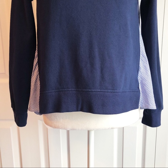 Kensie Jeans Navy Blue Mixed Media Sweatshirt Size XS - Picture 7 of 14